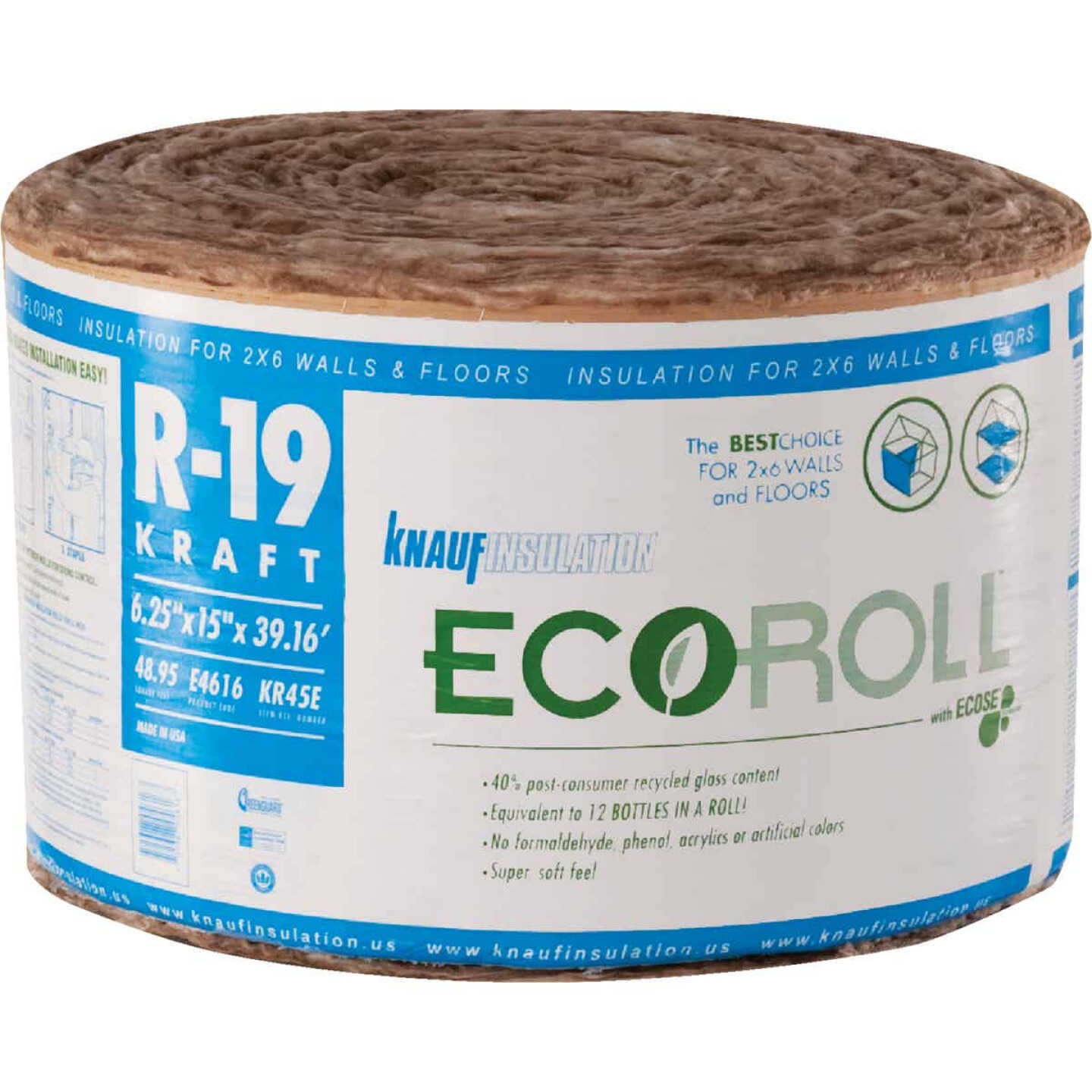 Fiberglass Insulation R19 15" 48.96sq' Kraft